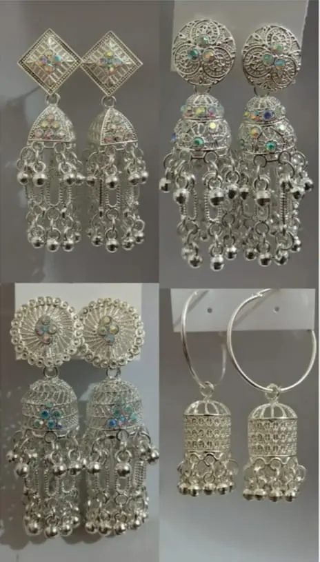 White Metal Earring 4 combo pack